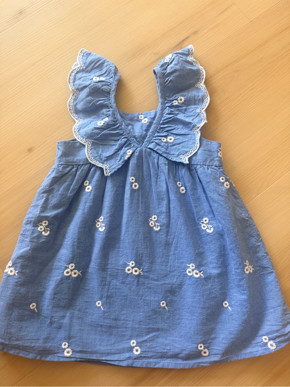 Cat & Jack Blue Embroidered Ruffle-Trim Sundress